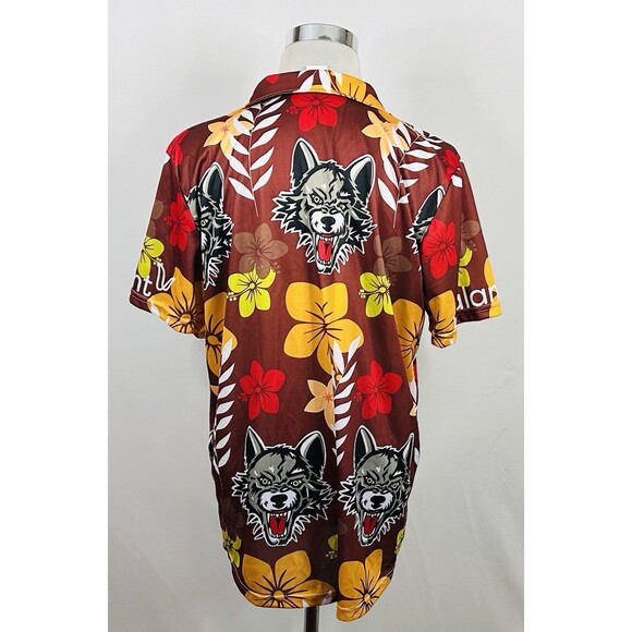 Chicago Wolves XL Hawaiian Shirt Brown Yellow Red Floral Gameday Promotion - Picture 5 of 5